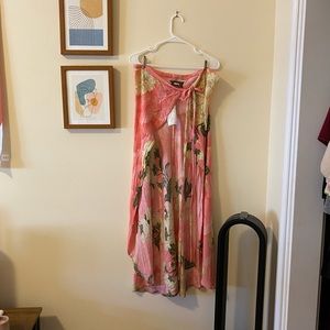 Reformation pink maxi wrap skirt sz S